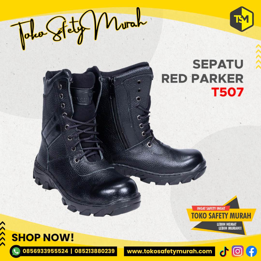 Sepatu Safety Boot / Safety Shoes Red Parker T507 Size 44-45