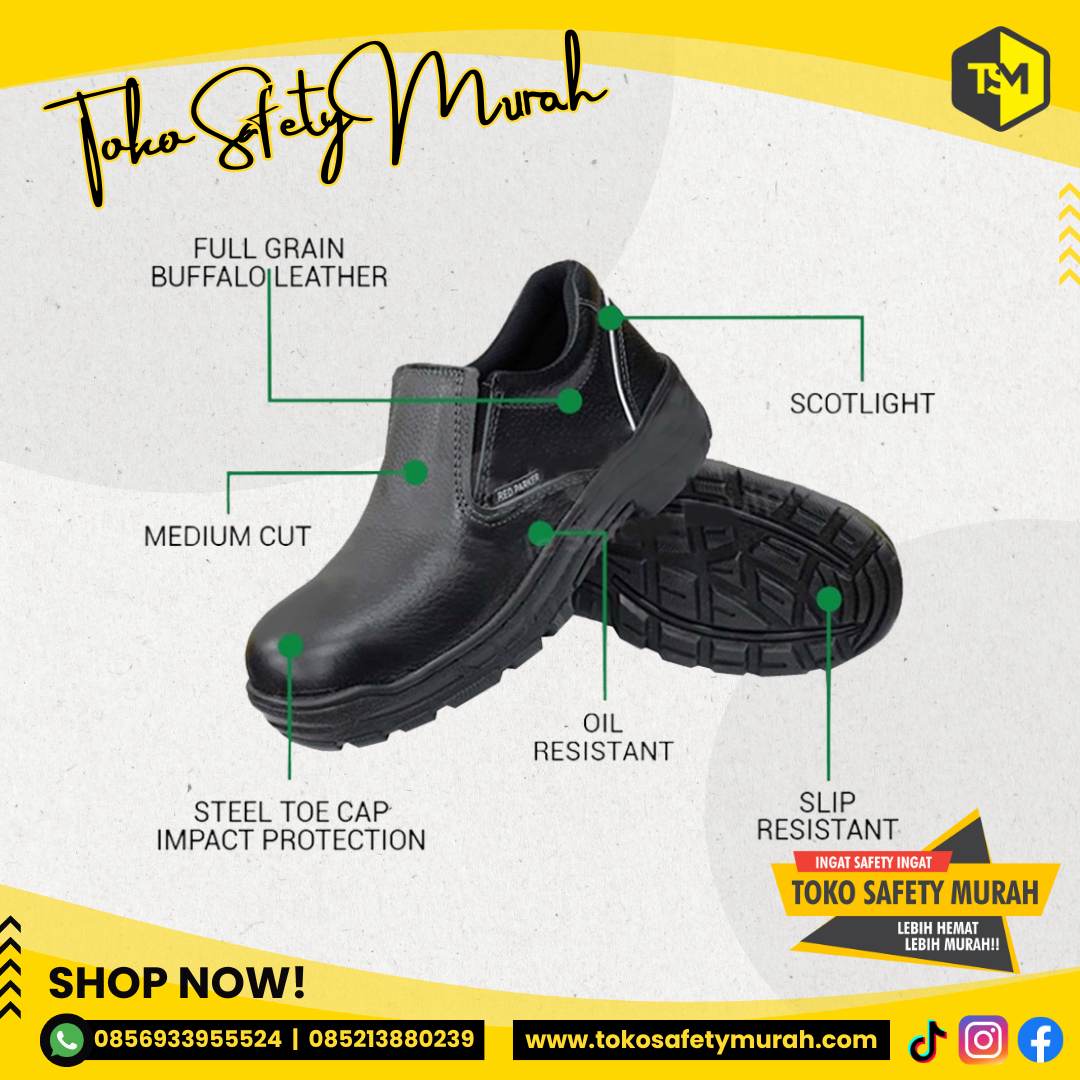 Sepatu Safety Slop Sepatu Kerja Red Parker P182 Size 44-45 - Image 3