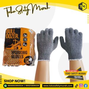 Sarung Tangan Kerja Benang 3 ABU Kain Bangunan Safety Glove Bulldozer Buldozer