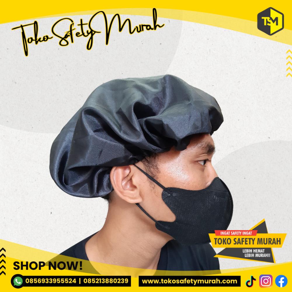 Tutupan Penutup Kepala Disposable Hair Caps Hair Net Hairnet - Hitam - Image 2