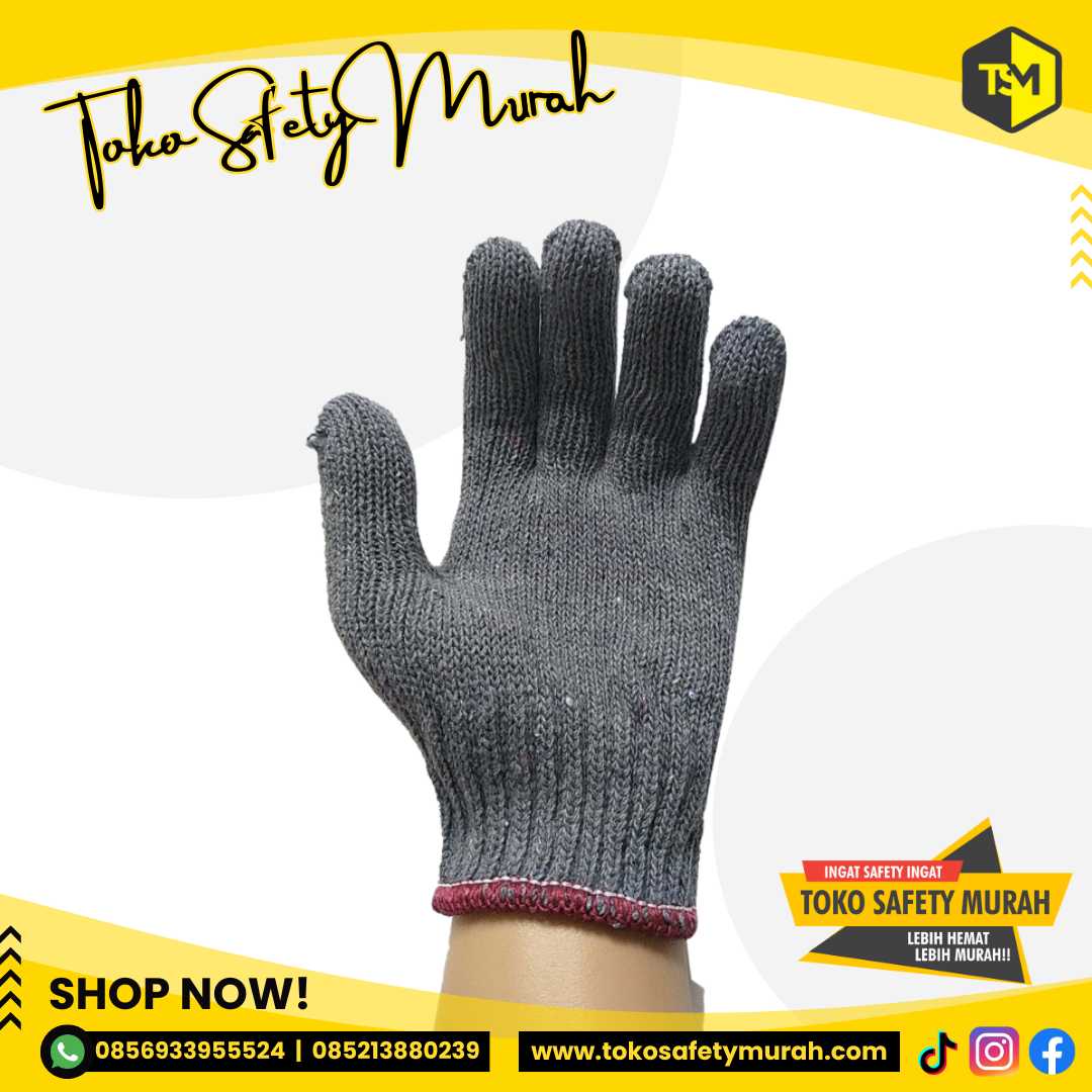 Sarung Tangan Kerja Rajut Benang 5 Abu Buldozer Murah Grosir #Jual Alat Pelindung Diri APD Alat Keselamatan Kerja K3 - Image 3
