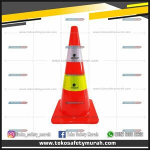 Traffic Cone Full Orange 70 Cm ( Rubber ) Double Scotlight Gosave #Jual Alat Pelindung Diri APD Alat Keselamatan Kerja K3