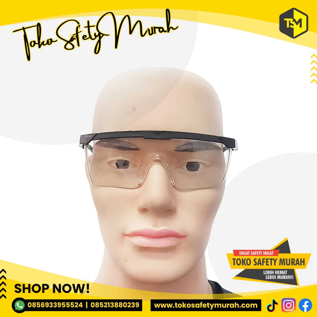 Kacamata Las Kotak Clear Bening V-PRO Gurinda Safety Glasses Proyek #Jual Alat Pelindung Diri APD Alat Keselamatan Kerja K3