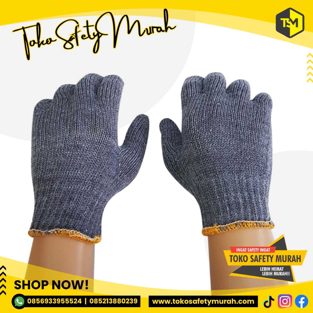 Sarung Tangan Kerja Rajut Benang 6 Abu Buldozer B6 #Jual Alat Pelindung Diri APD Alat Keselamatan Kerja K3 - Image 4