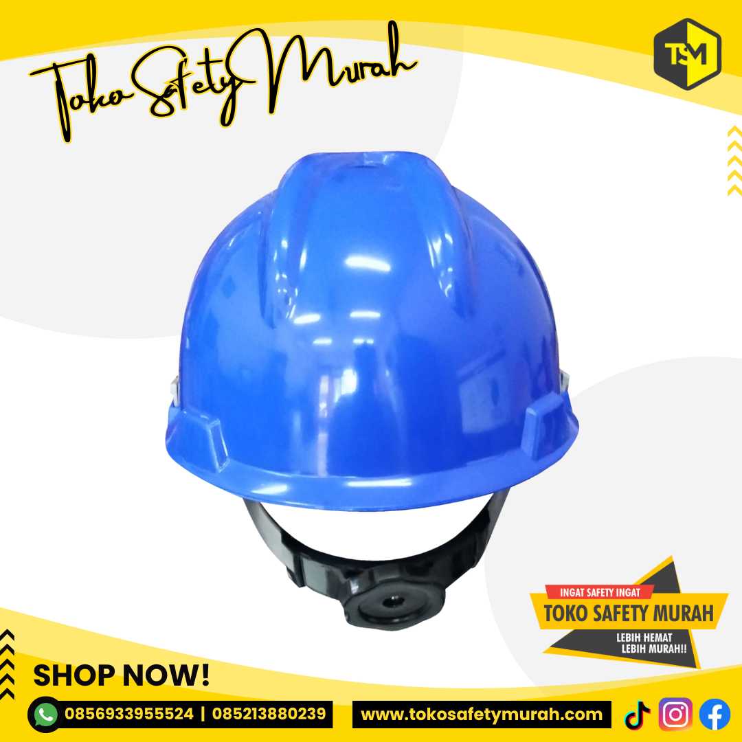 Helm Proyek SNI Safety Tebal AAA Biru + Sarang Putar Fastrack + Tali Dagu #Jual Alat Pelindung Diri APD Alat Keselamatan Kerja K3 - Image 5