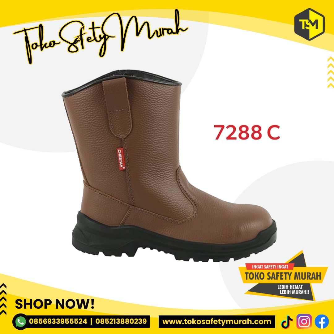 Sepatu Safety Tinggi Cheetah 7288 Cokelat Safety Boot Safety Shoes - Image 2