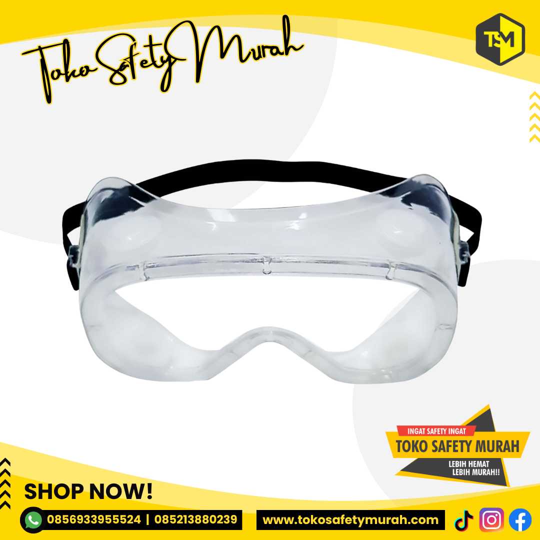 Kacamata Debu Lab Pelindung Mata Goggle Bening Best Quality #Jual Alat Pelindung Diri APD Alat Keselamatan Kerja K3 - Image 4
