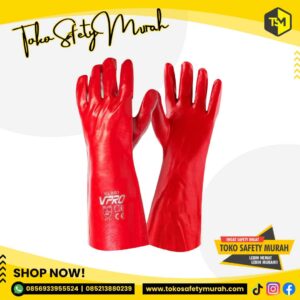Sarung Tangan PVC Merah VPRO Panjang 14" / Red Pvc Gloves Kimia Chemical Karet #Jual Alat Pelindung Diri APD Alat Keselamatan Kerja K3