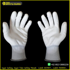 Sarung Tangan Kerja Palmfit Anti Statis PU Coated Palm Fit Mekanik Glove Polyester Polyurethane Serbaguna Coating Putih White #Jual Alat Pelindung Diri APD Alat Keselamatan Kerja K3