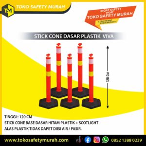 Stick Cone Plastik Tinggi 120 cm VIVA / Tiang Stik Alas Base Tapak Hitam / Traffic Pembatas Jalan Parkiran Safety #Jual Alat Pelindung Diri APD Alat Keselamatan Kerja K3