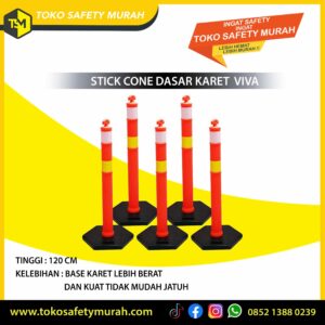 Stick Cone Alas Karet / Base Rubber Berat / Tiang Stik Pembatas Jalan Tinggi 120 cm / Jalanan Parkiran Double Scotlight