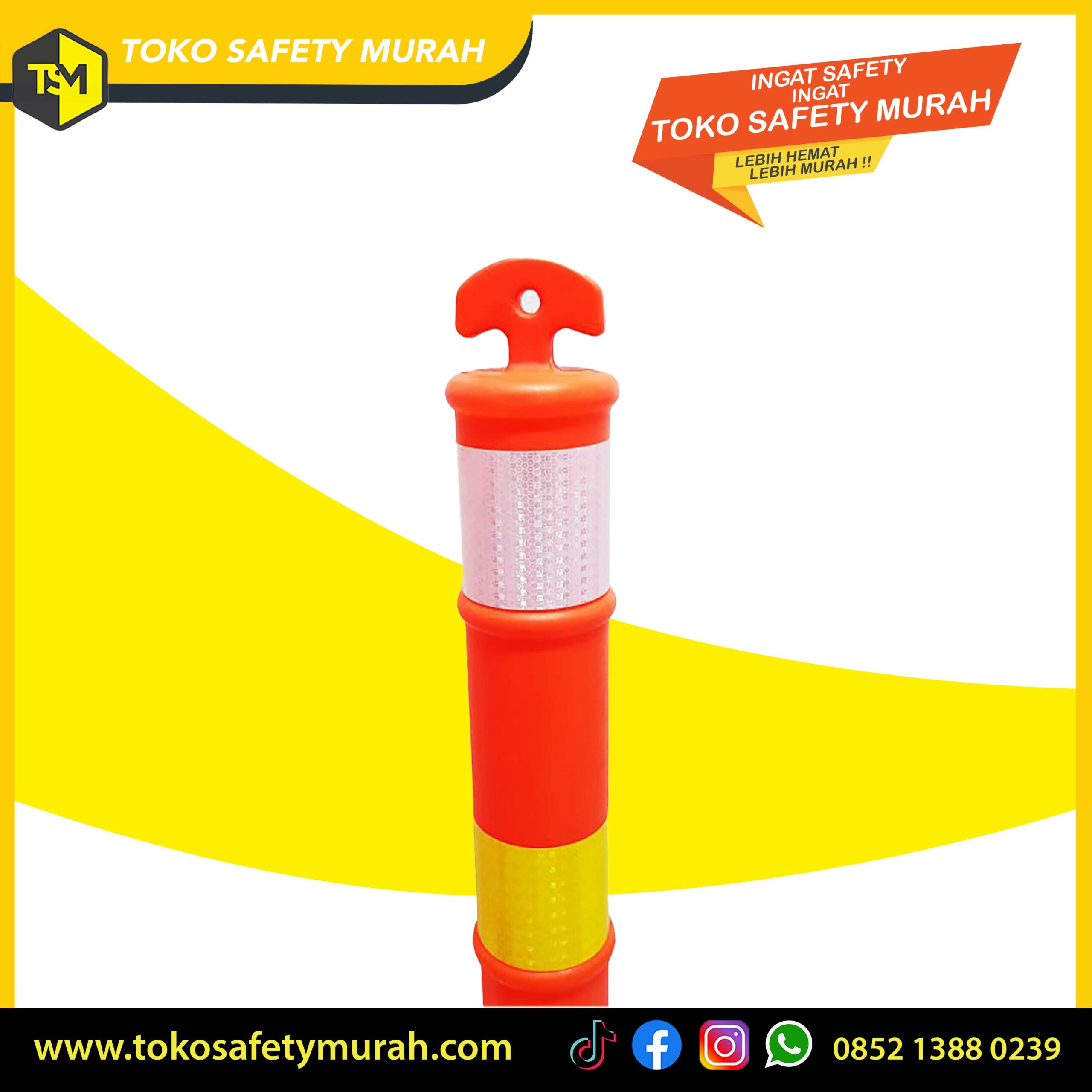 Stick Cone Plastik Tinggi 120 cm VIVA / Tiang Stik Alas Base Tapak Hitam / Traffic Pembatas Jalan Parkiran Safety #Jual Alat Pelindung Diri APD Alat Keselamatan Kerja K3 - Image 2