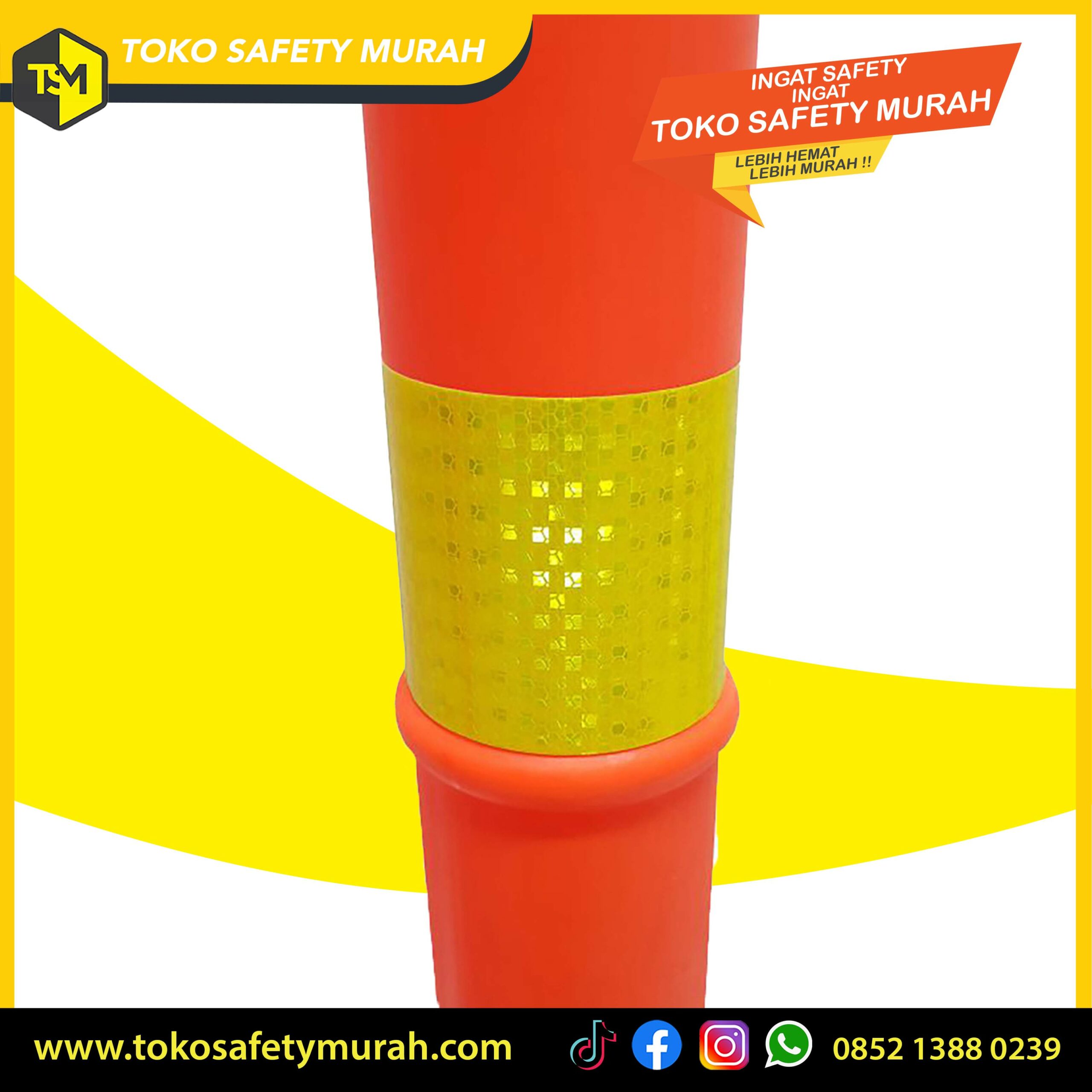 Stick Cone Plastik Tinggi 120 cm VIVA / Tiang Stik Alas Base Tapak Hitam / Traffic Pembatas Jalan Parkiran Safety #Jual Alat Pelindung Diri APD Alat Keselamatan Kerja K3 - Image 3