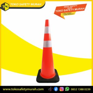 Traffic Cone 90 cm Rubber Alas Dasar Hitam Karet Tebal / Double Scotlight Kerucut 90 cm #Jual Alat Pelindung Diri APD Alat Keselamatan Kerja K3