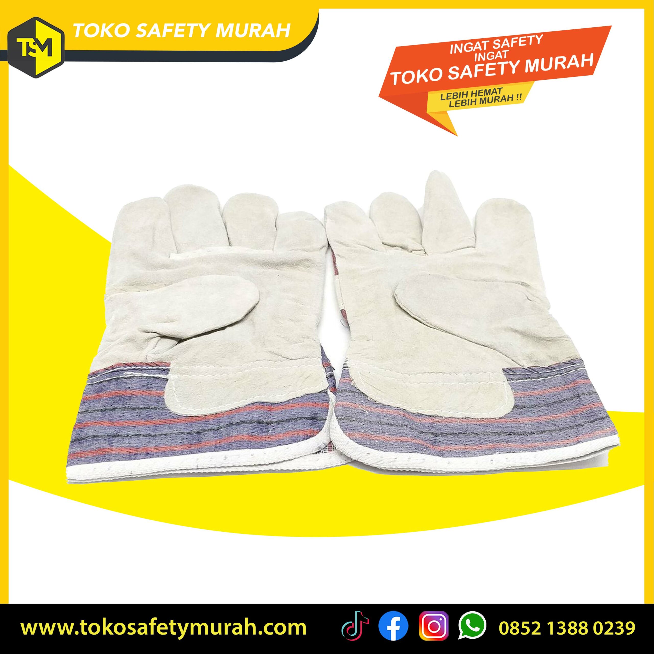 Sarung Tangan Las / Kombinasi Kulit Jeans Levis / Welding Leather Gloves #Jual Alat Pelindung Diri APD Alat Keselamatan Kerja K3 - Image 2