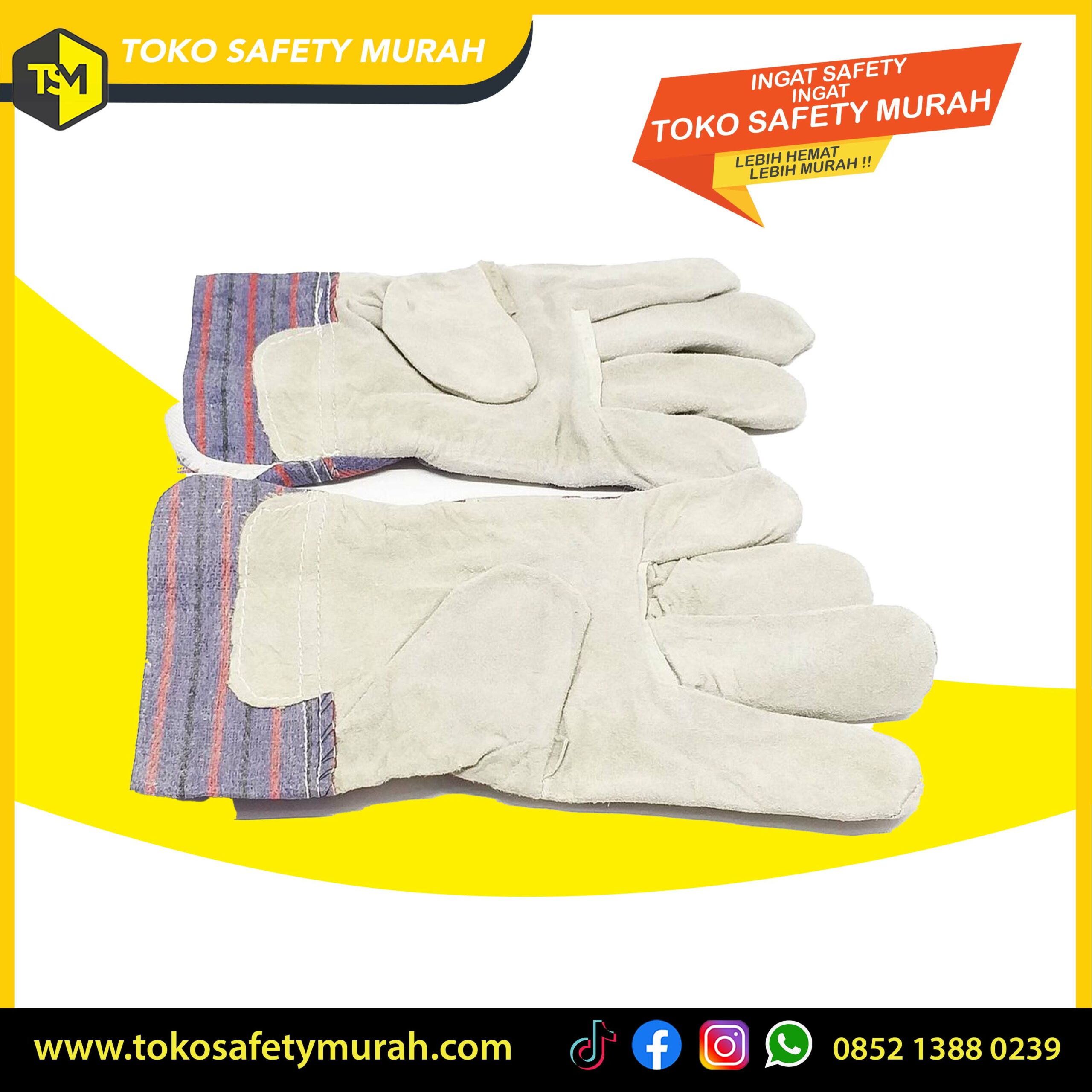 Sarung Tangan Las / Kombinasi Kulit Jeans Levis / Welding Leather Gloves #Jual Alat Pelindung Diri APD Alat Keselamatan Kerja K3 - Image 3