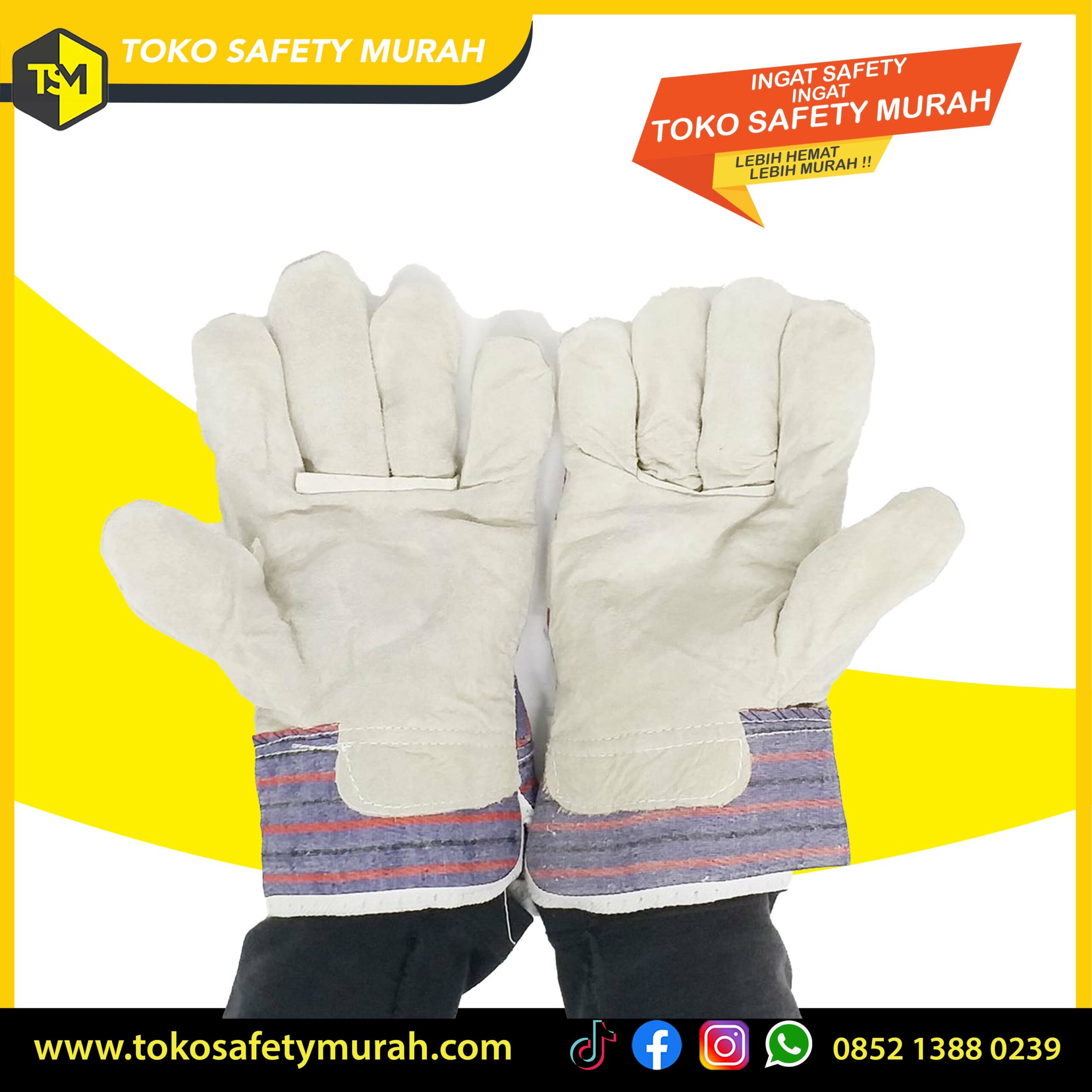 Sarung Tangan Las / Kombinasi Kulit Jeans Levis / Welding Leather Gloves #Jual Alat Pelindung Diri APD Alat Keselamatan Kerja K3 - Image 5