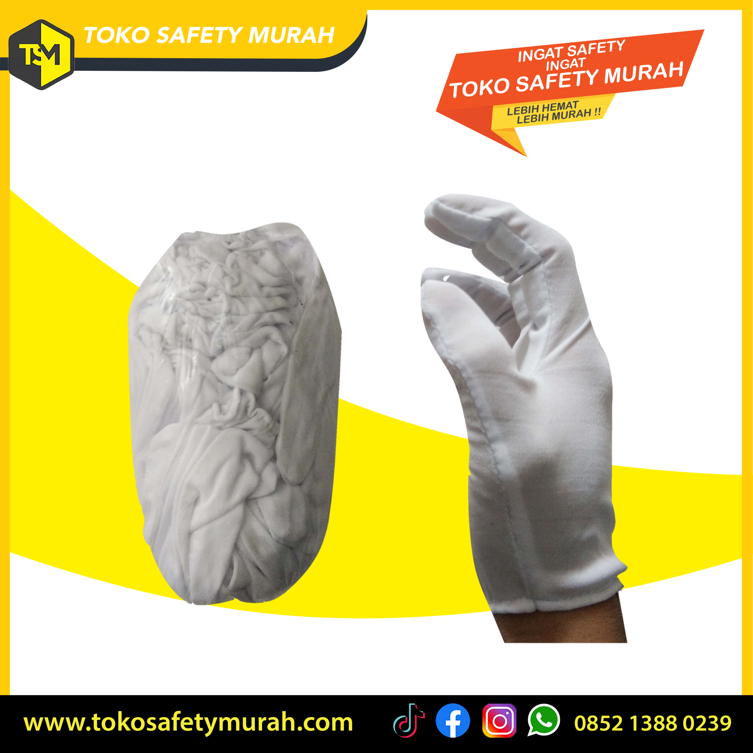 12 pasang Sarung Tangan Formal Kain Putih Polos / Wedding Upacara Pramuka Paskibraka Paskibra #Jual Alat Pelindung Diri APD Alat Keselamatan Kerja K3 - Image 3