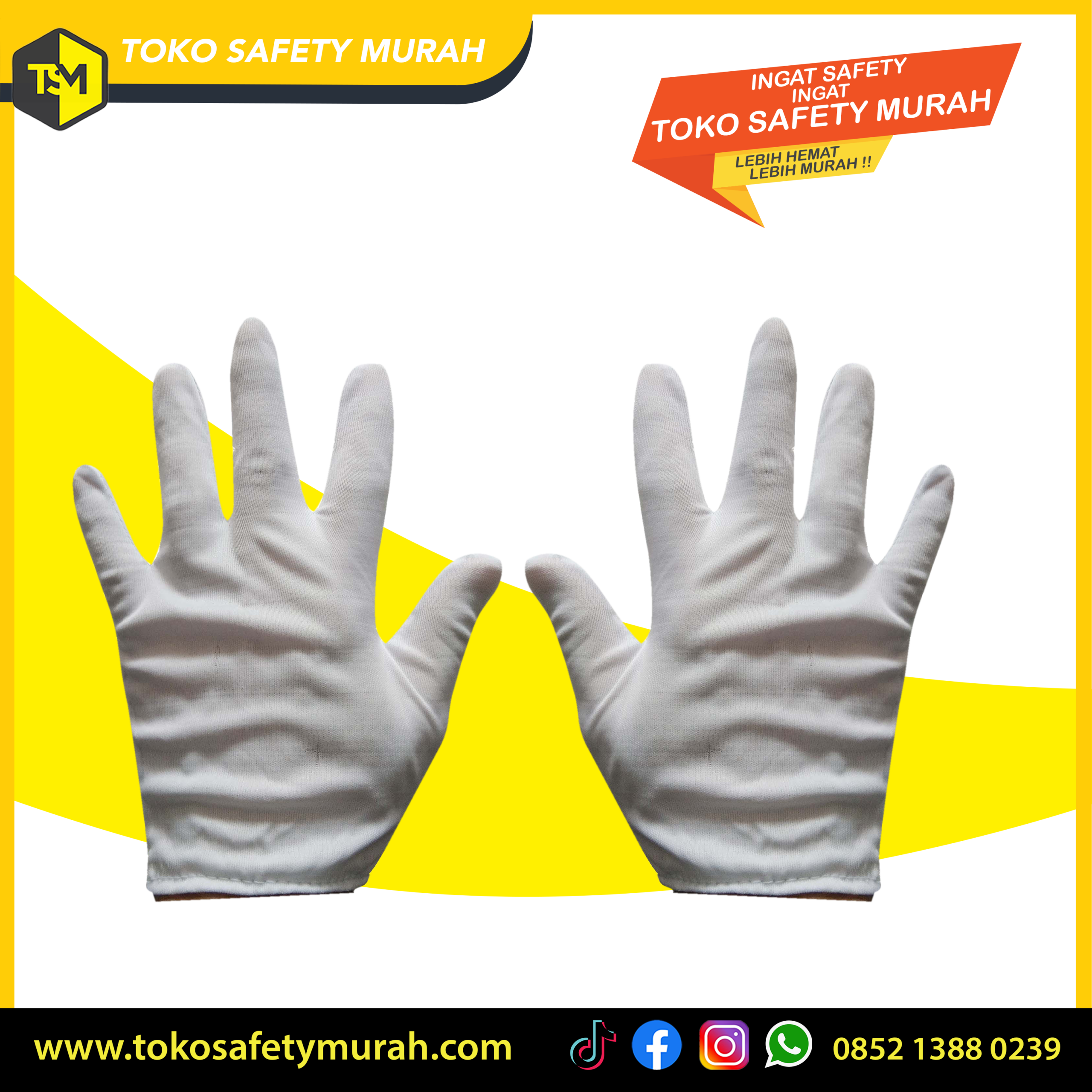 12 pasang Sarung Tangan Formal Kain Putih Polos / Wedding Upacara Pramuka Paskibraka Paskibra #Jual Alat Pelindung Diri APD Alat Keselamatan Kerja K3 - Image 2