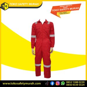 WEARPACK Terusan Safety DCM American Drill Merah L, XL TOP QUALITY #Jual Alat Pelindung Diri APD Alat Keselamatan Kerja K3