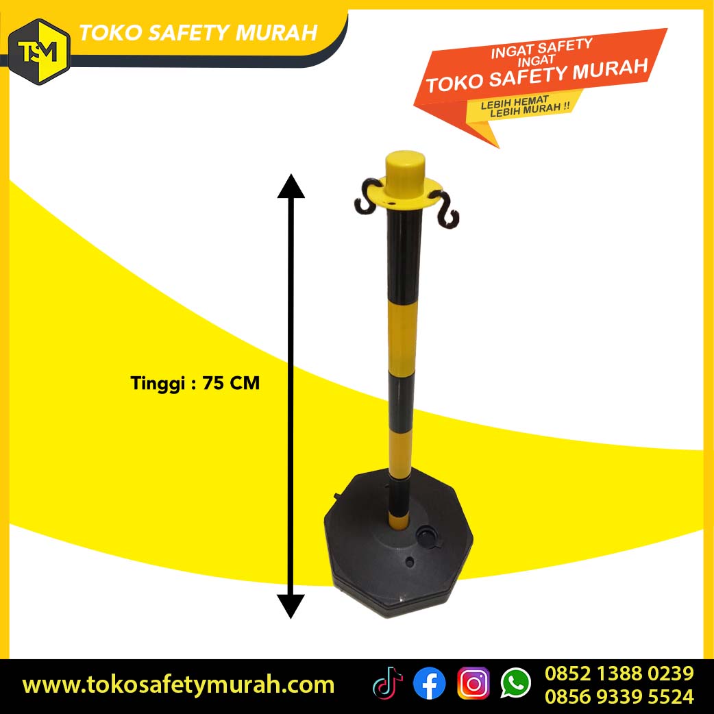 Stick Cone Base Plastik Stick Cone 75cm Stick Bollard Alas Plastik Kuning Hitam - Image 4