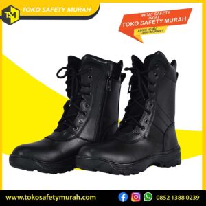 Sepatu Satpam Security TNI AD Resleting Hitam Tali Sepatu PDL TNI Model Tinggi
