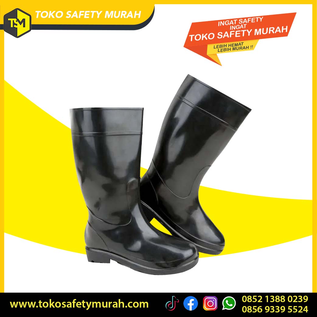 Sepatu Boot Tinggi Murah Karet Hitam Boots Kerja Proyek Anti Slip Air 40-44
