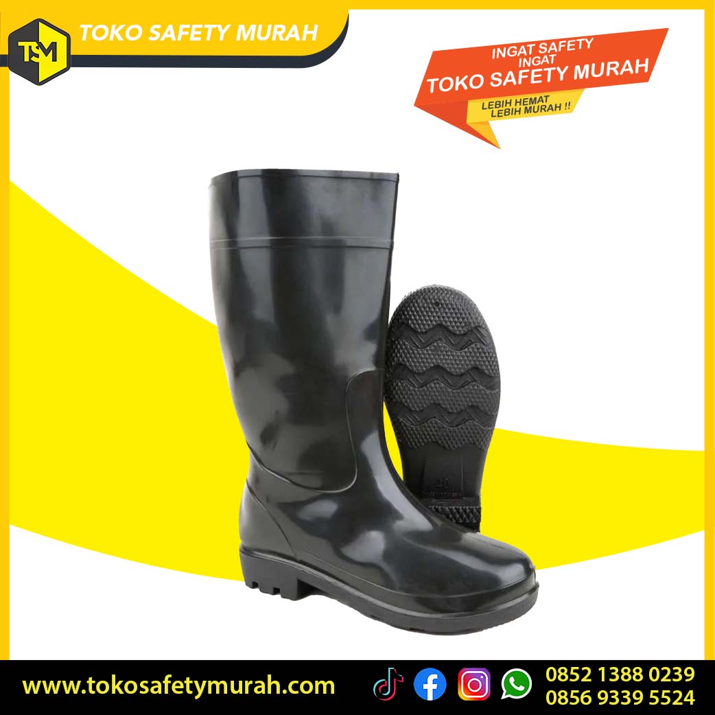 Sepatu Boot Tinggi Murah Karet Hitam Boots Kerja Proyek Anti Slip Air 40-44 - Image 4