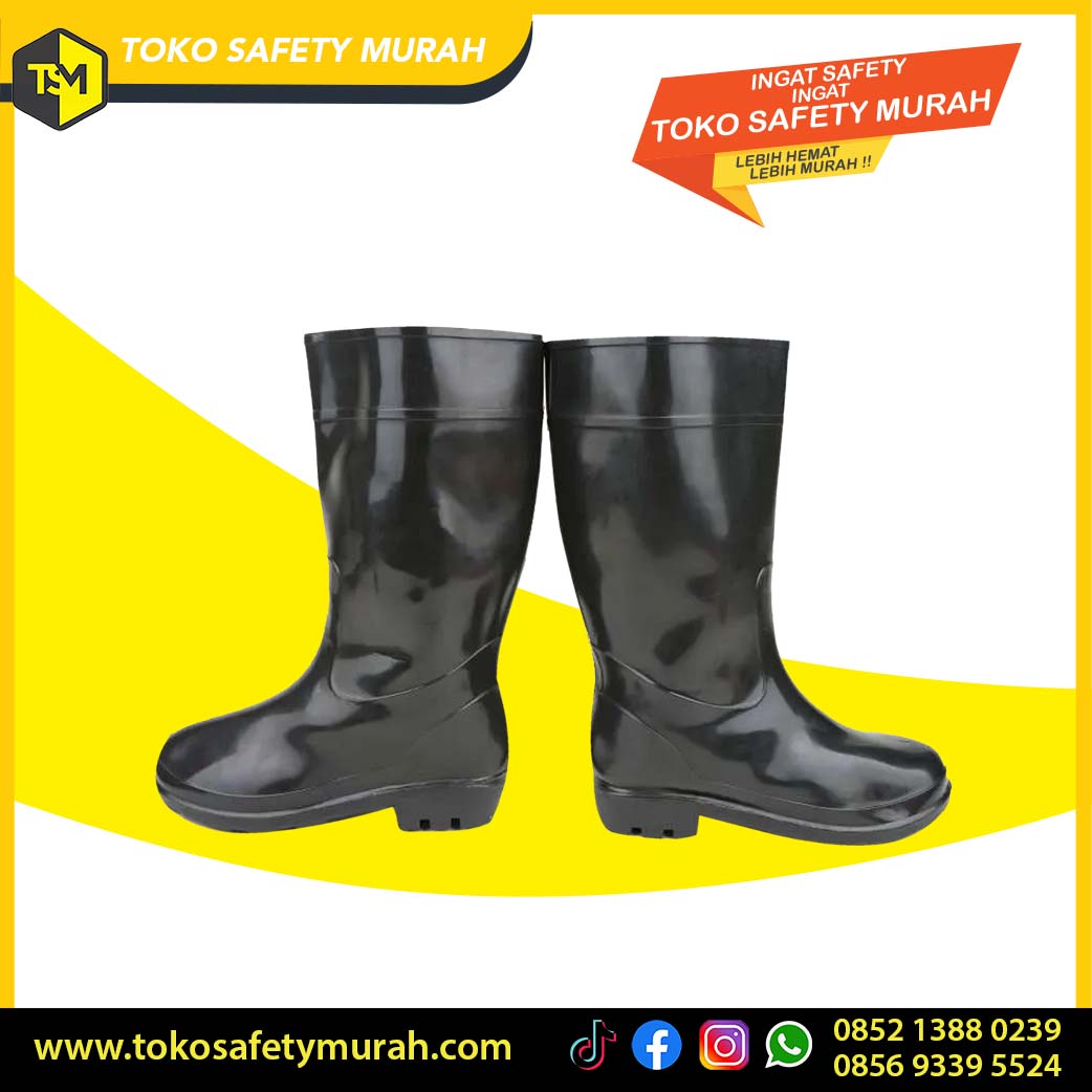 Sepatu Boot Tinggi Murah Karet Hitam Boots Kerja Proyek Anti Slip Air 40-44 - Image 3