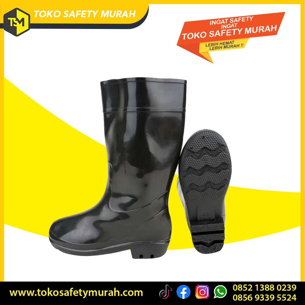 Sepatu Boot Tinggi Murah Karet Hitam Boots Kerja Proyek Anti Slip Air 40-44 - Image 2