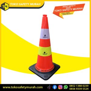 Traffic Cone Dasar Hitam 75 Cm ( Rubber ) Double Scotlight Gosave #Jual Alat Pelindung Diri APD Alat Keselamatan Kerja K3