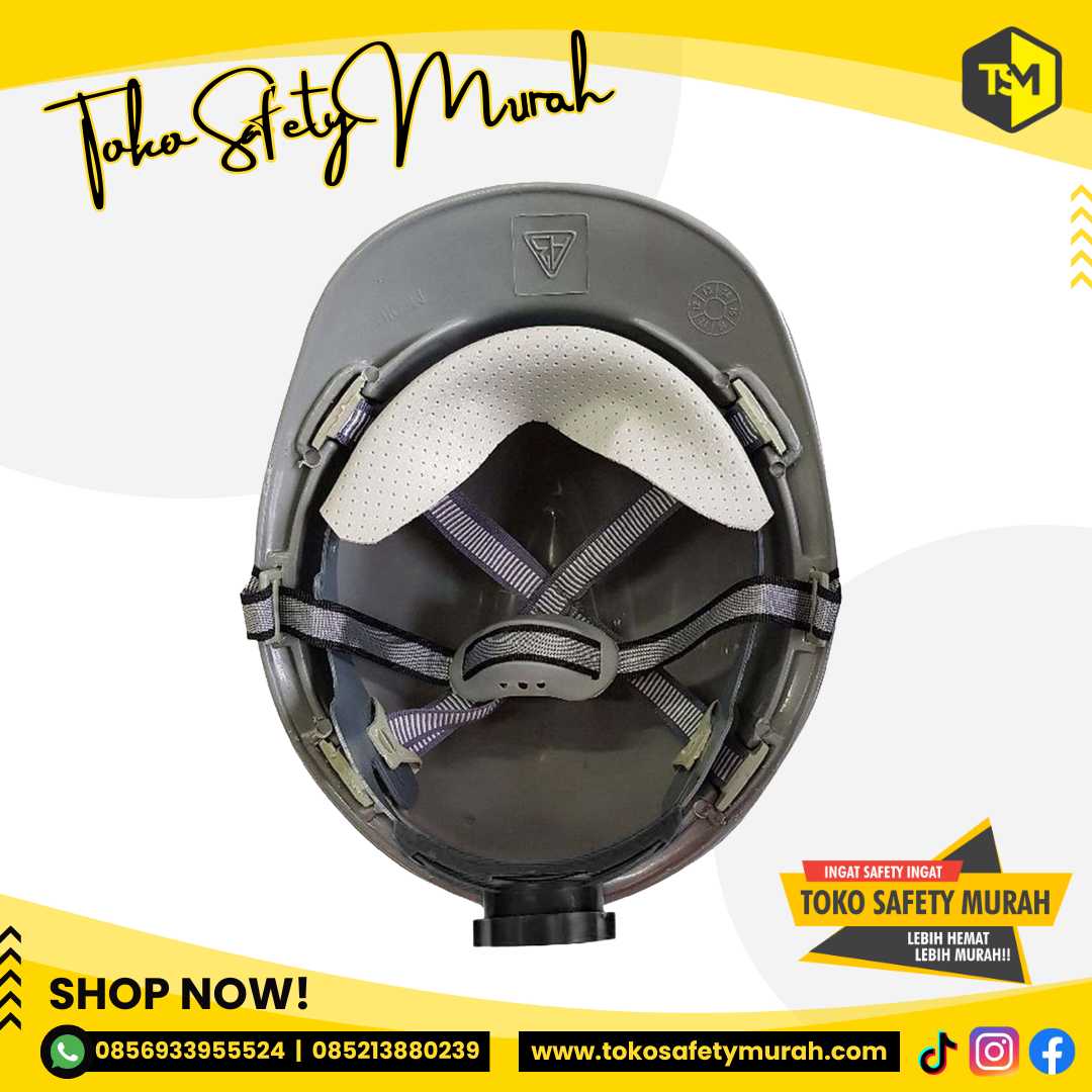 Helm Pengunjung Proyek Safety A3 Abu Abu + Inner Fastrack + Tali Dagu #Jual Alat Pelindung Diri APD Alat Keselamatan Kerja K3 - Image 4