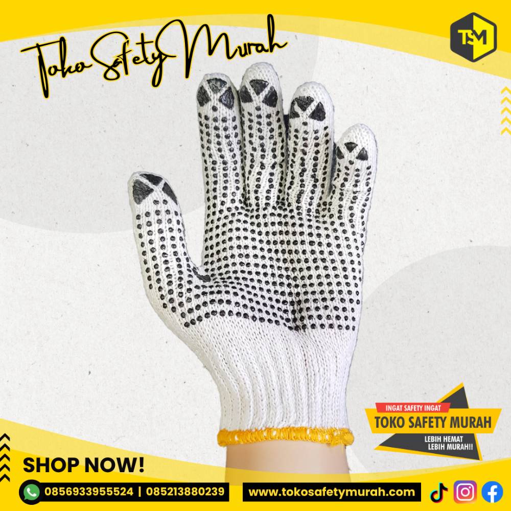 Sarung Tangan Kerja Polkadot Dotting Bintik Hitam Blue Rabbit Safety Gloves APD #Jual Alat Pelindung Diri APD Alat Keselamatan Kerja K3 - Image 3