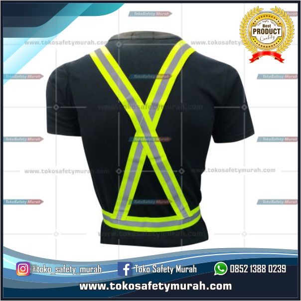 Rompi V Karet Bagus Hijau / Rompi Safety Staff Model Gesper Murah #Jual Alat Pelindung Diri APD Alat Keselamatan Kerja K3 - Image 3