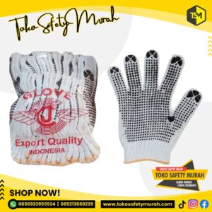 Sarung Tangan Kain Bintik Kuning / Hitam Dotting Safety Working Gloves Kerja Tukang Serbaguna Lusinan