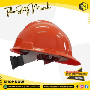 Helm SNI Proyek AAA Orange + Fastrek Sarang Putar + Tali Dagu. Helmet Warna Terang Mengkilap #Jual Alat Pelindung Diri APD Alat Keselamatan Kerja K3