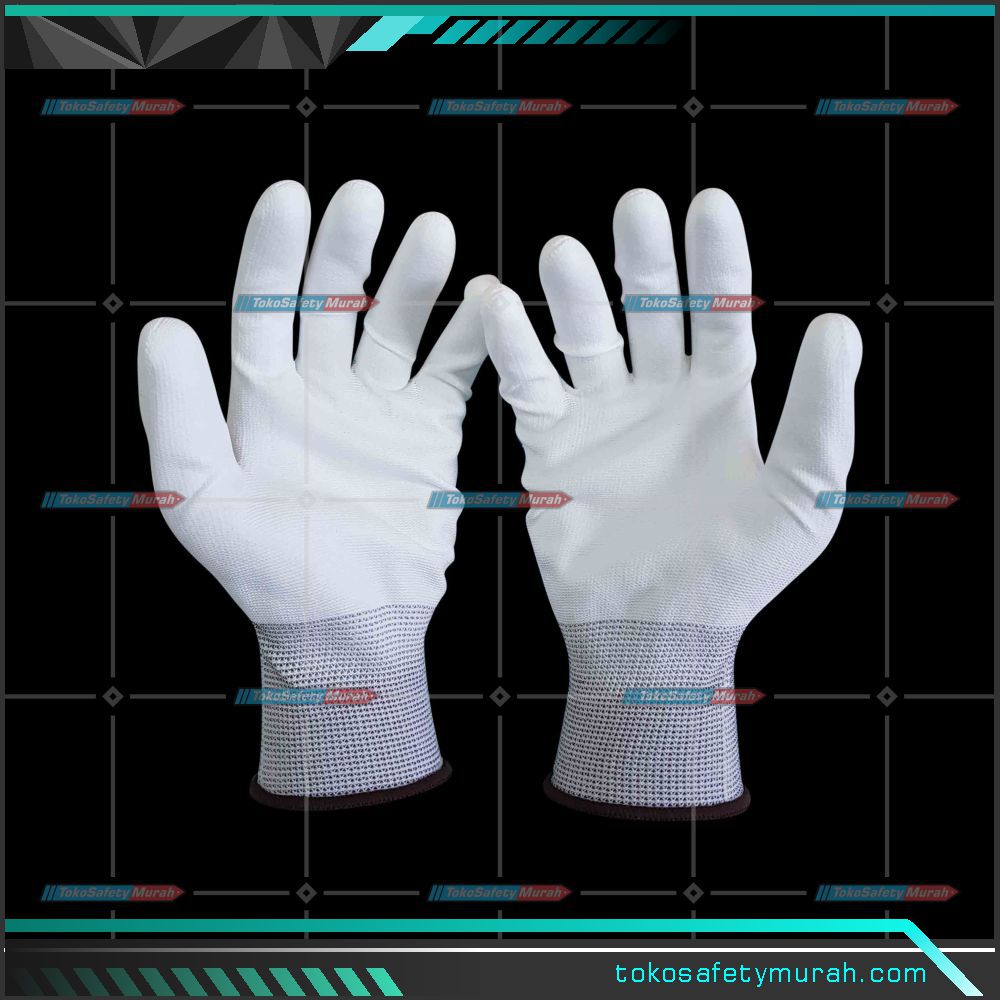 Sarung Tangan Palmfit Merk Hiro Palm Fit Glove Polyester Putih White #Jual Alat Pelindung Diri APD Alat Keselamatan Kerja K3 - Image 4