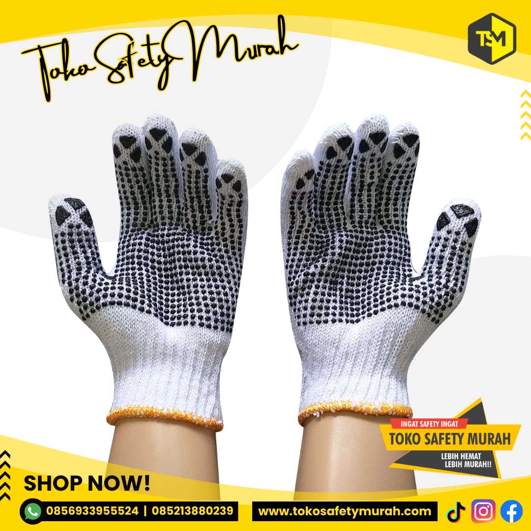 Sarung Tangan Bintik Hitam Tebal Dotting Hitam Matahari Murah Grosir #Jual Alat Pelindung Diri APD Alat Keselamatan Kerja K3 - Image 4