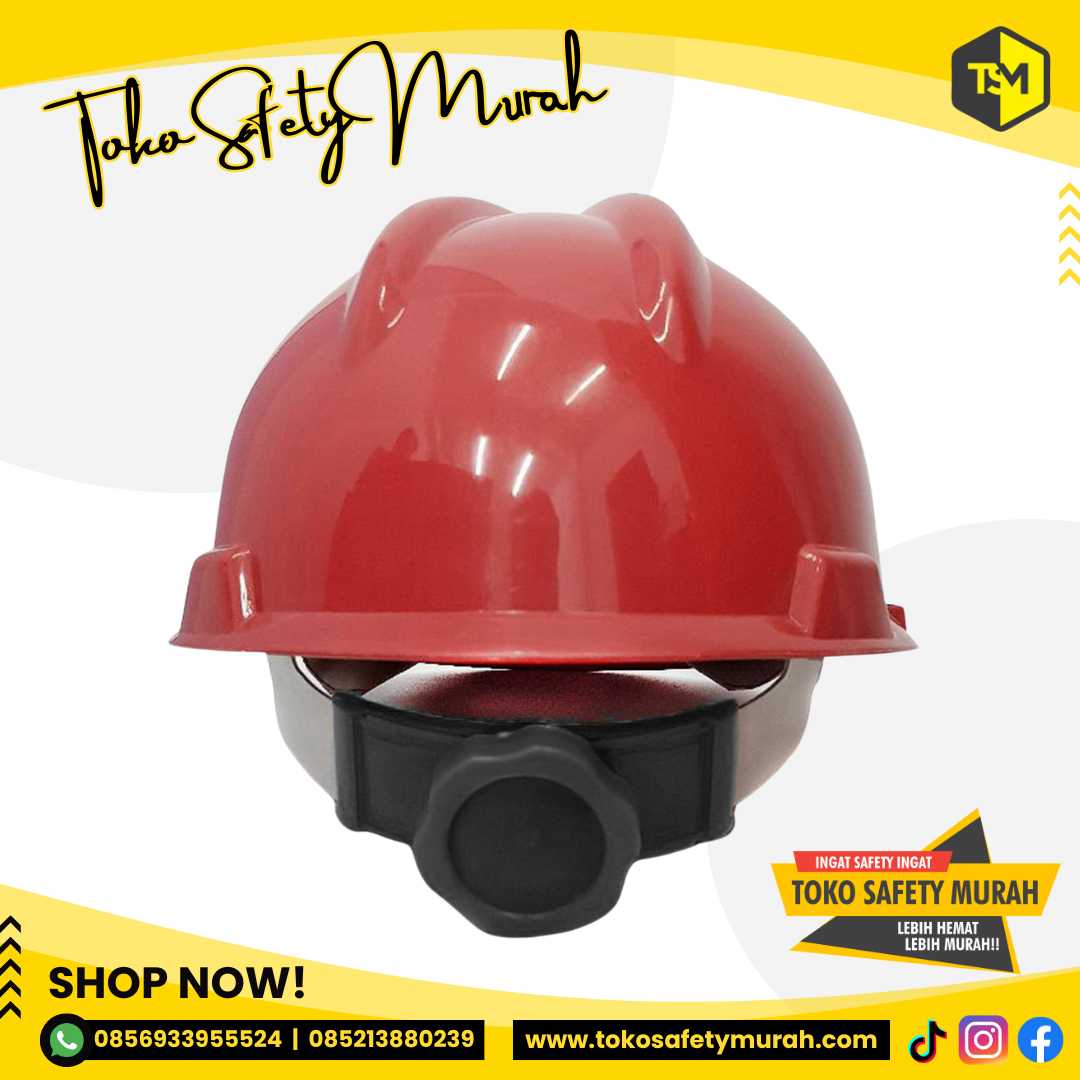 Helm Kerja Safety Officer Proyek Safety A3 Merah + Sarang Putar Fastrack + Tali Dagu #Jual Alat Pelindung Diri APD Alat Keselamatan Kerja K3 - Image 3