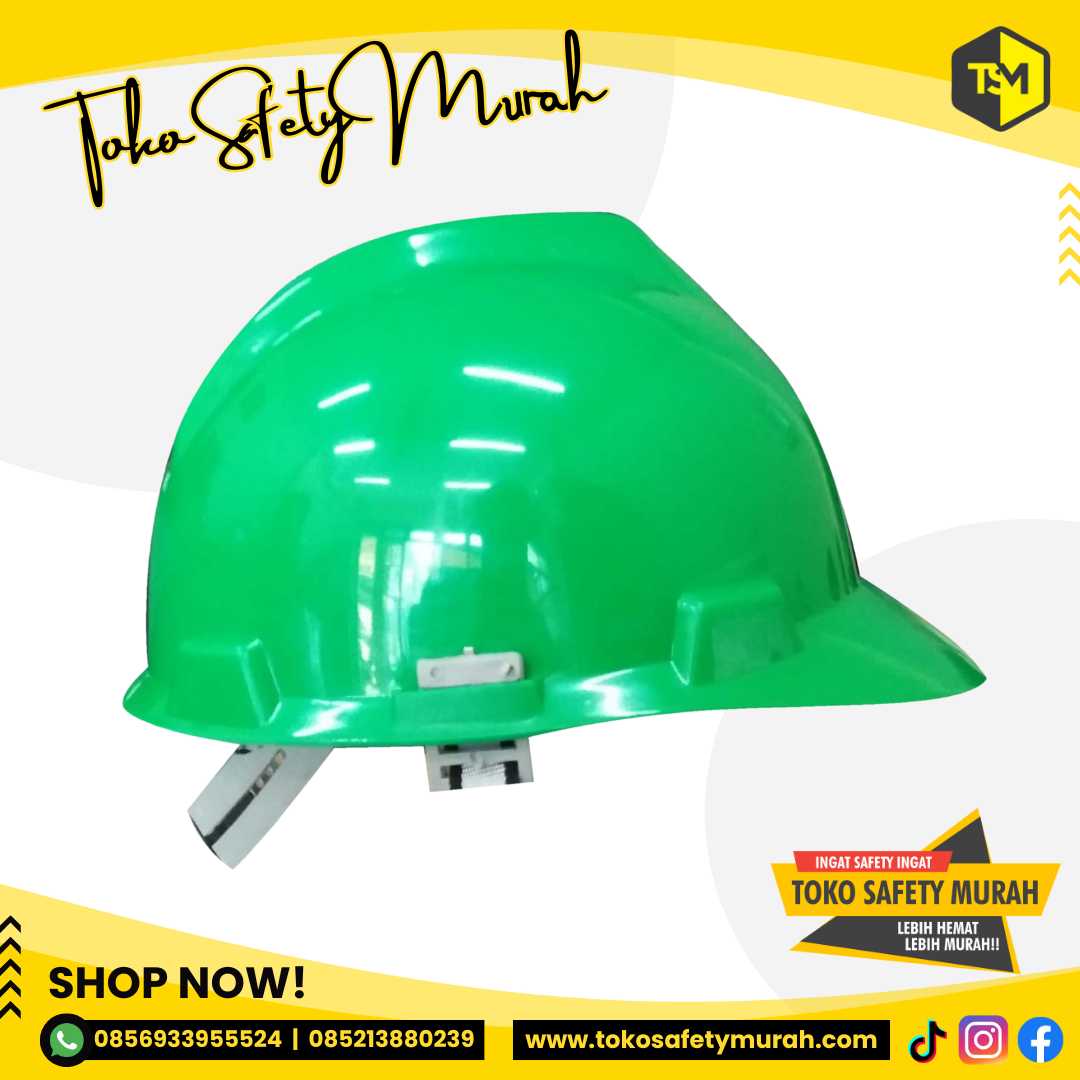 Safety helm Proyek SNI Tebal Safety Helmet Hijau ( ISO 9001 ) #Jual Alat Pelindung Diri APD Alat Keselamatan Kerja K3 - Image 3