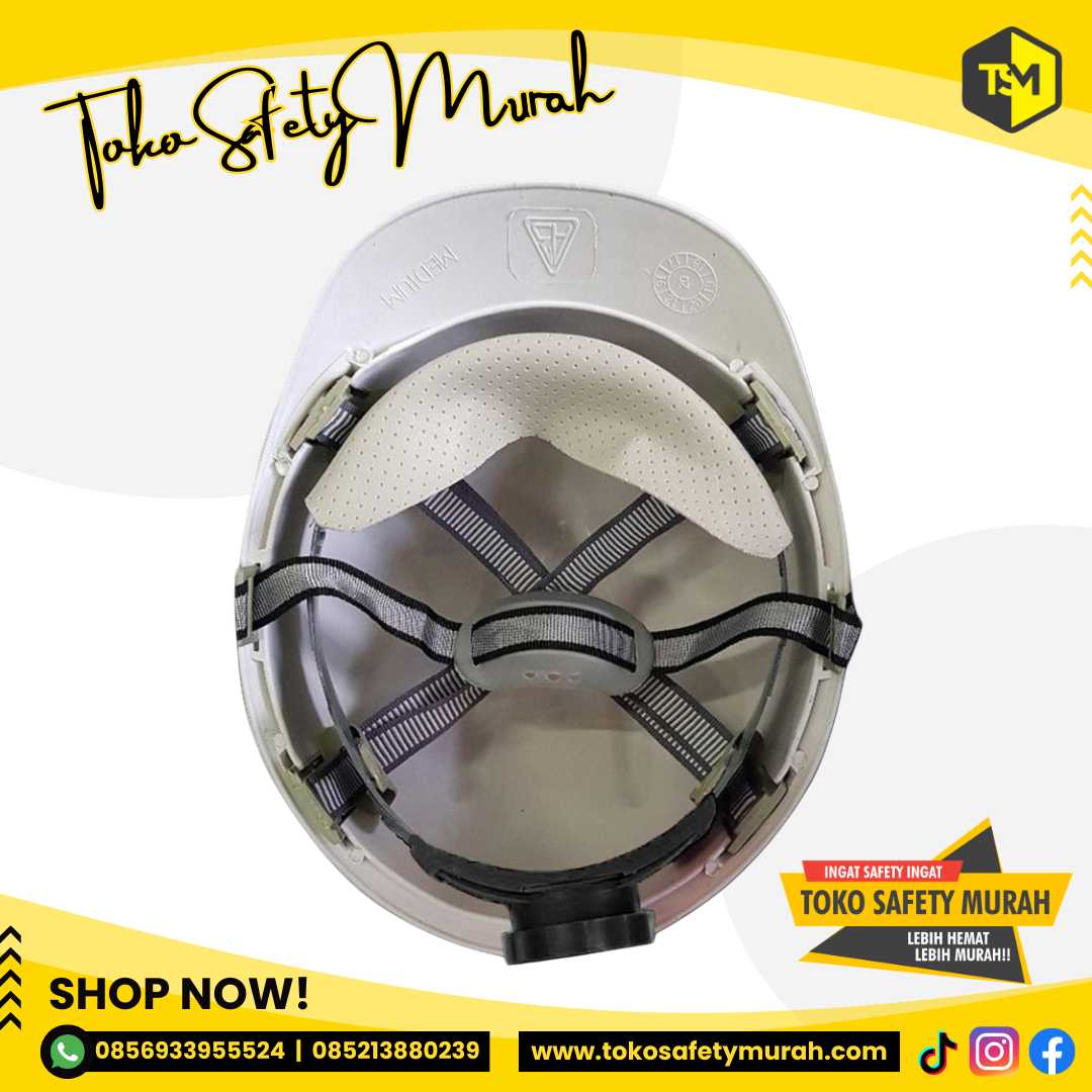 Helm Mandor Pengawas Manajer Insinyur A3 Putih + Inner Fastrack Putar + Tali Dagu #Jual Alat Pelindung Diri APD Alat Keselamatan Kerja K3 - Image 4