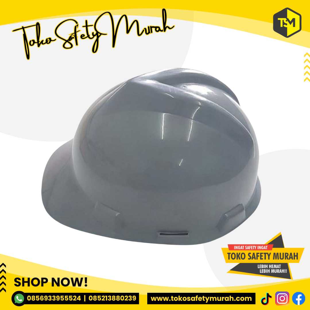 Safety Helmet Murah / Helm Pengunjung Proyek A3 Abu abu + Inner Biasa #Jual Alat Pelindung Diri APD Alat Keselamatan Kerja K3 - Image 5