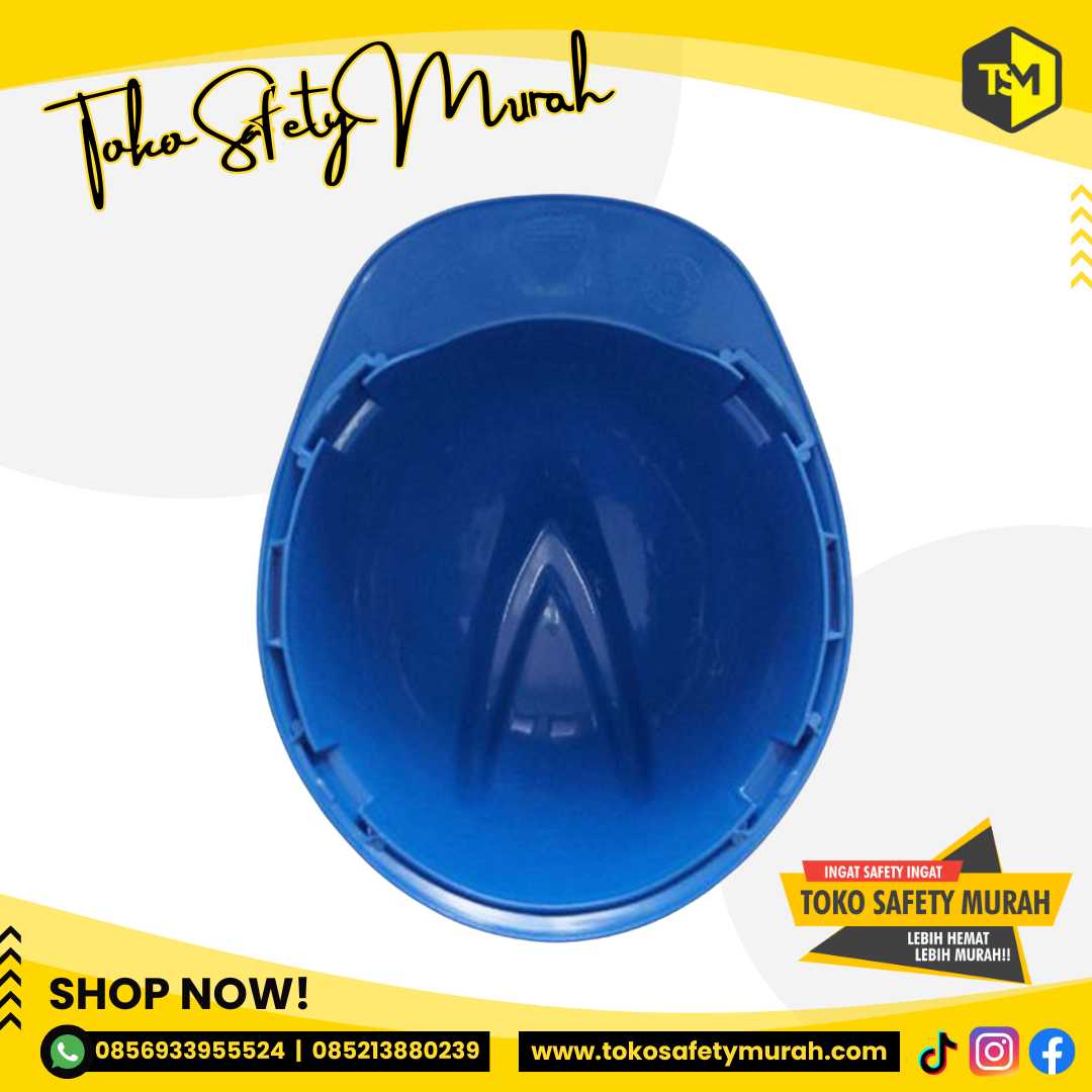 Helm Supervisor Electrical Kontraktor Pengawas / Pelindung Kepala A3 Biru Inner Biasa Murah #Jual Alat Pelindung Diri APD Alat Keselamatan Kerja K3 - Image 4