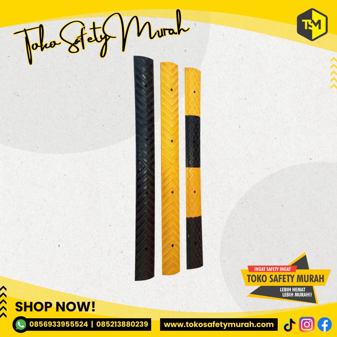 Speedbump Mini / Polisi Tidur Kecil / Rubber Speed Bump 10 cm / Pita Penggaduh Garis Marka Kejut hitam kuning Marka Jalan - Image 3