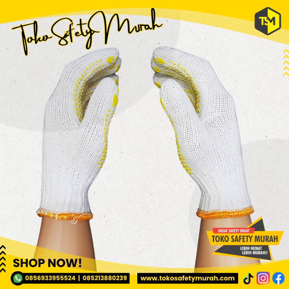 Sarung Tangan Kerja Proyek Tukang Bangunana Polkadot Dotting Bintik Kuning Blue Rabbit #Jual Alat Pelindung Diri APD Alat Keselamatan Kerja K3 - Image 4