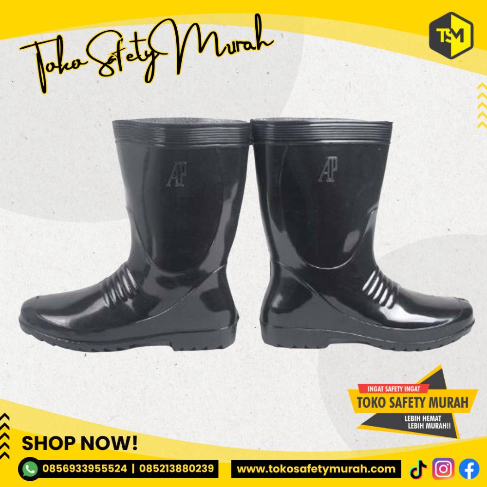 Sepatu Boot Pendek Hitam Anti Air Sepatu Boot PVC Karet AP Boots AP 1 - Image 3