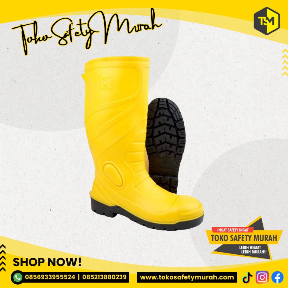 Sepatu Boot Tinggi Safety Toe Cap Besi Anti Slip Anti Licin Sepatu Boots Proyek APD