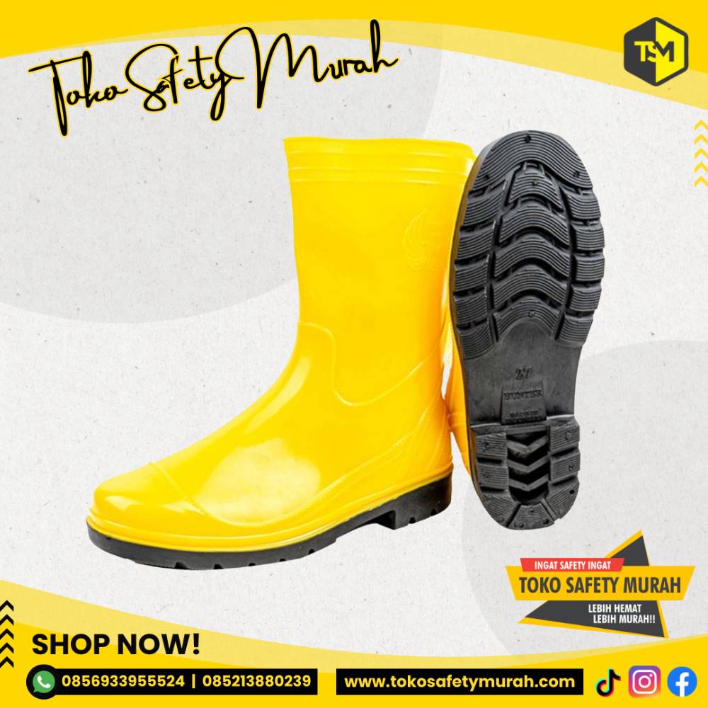 Sepatu Boot Pendek Kuning APD Boots Safety Kontruksi Proyek Perkebunan Murah - Image 3