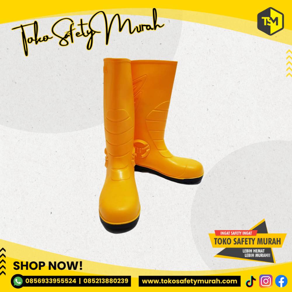 Sepatu Boot PETROVA Ultimate Steel Toe Ujung Besi Baja / PVC Kuning Safety Boots Yellow Alat APD #Jual Alat Pelindung Diri APD Alat Keselamatan Kerja K3 - Image 4