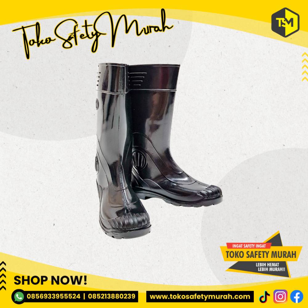 Sepatu Boot Karet Hitam Sepatu Proyek Tahan Air Picco Murah #Jual Alat Pelindung Diri APD Alat Keselamatan Kerja K3 - Image 5